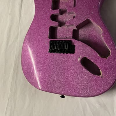 Unbranded Stratocaster Style Electric Guitar Body 2000s - Bubblegum Pink Sparkle image 3