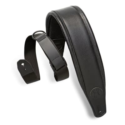 Levy's 3.5"  Wide Right Height Guitar Strap, Black image 1