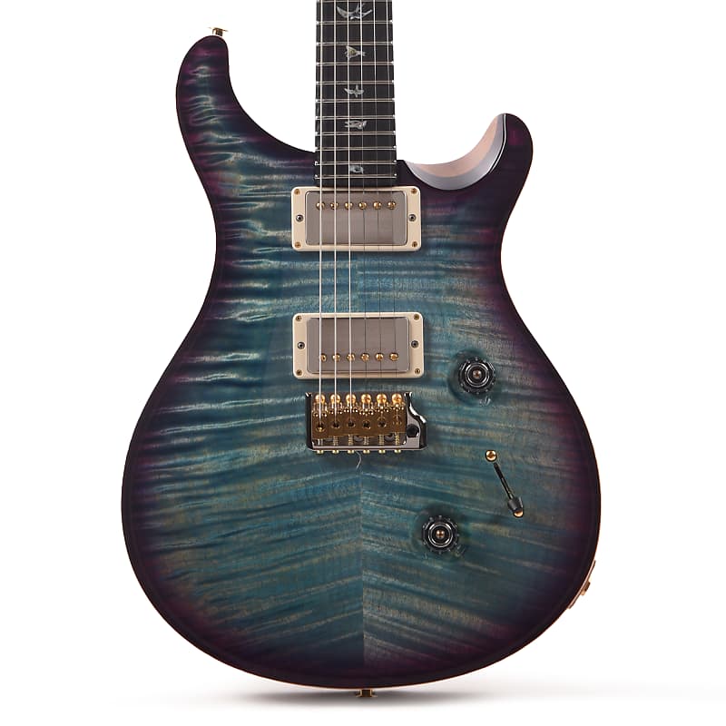 PRS Wood Library Custom 24 Fat Back 10-Top Flame Aquableux Purple Burst w/Figured Stained Neck & African Blackwood Fingerboard (Serial #0380244) image 1
