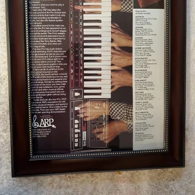 1977 ARP Synthesizers Promotional Ad Framed Santana, Kansas, Genesis, Bee Gees, Herbie, Original for sale