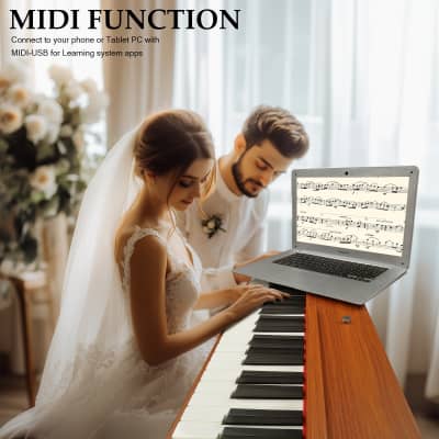 Glarry GPP-110 88 Key Full Size Semi-Weighted Standard Electric Digital Piano with Piano Bench Natural image 5