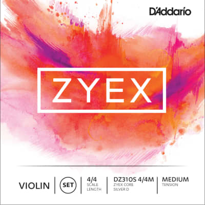 D'Addario DZ310S 4/4M Zyex 4/4 Violin Strings Set with Silver Wound D - Medium
