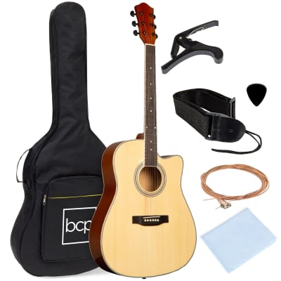 Best Choice Products Full Size Beginner Acoustic Guitar Set with Case, Strap, Capo - 41in-Dark Brown image 8