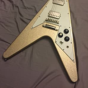 Burny Flying V LV-115KK Sparkle Gold w/ gig bag | Reverb Burny Flying V LV-115KK Sparkle Gold w/ gig bag | Reverb