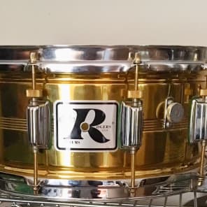 Rogers "Big R" Dyna-Sonic Natural Brass 6.5x14" Snare Drum 1981-1984