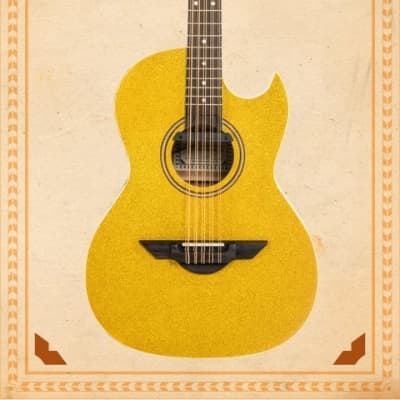 H Jimenez Bajo Quinto LBQ1EGT Gold Sparkle Acoustic Electric Guitar with Gig Bag image 4