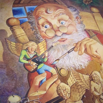 Fender Telecaster, Precision Bass, Rhodes & Twin Reverb Authentic Vintage Poster Christmas Campaign "Hark the Herald Angels Play" Artist Endicott Circa-1970's-Multi Color image 8