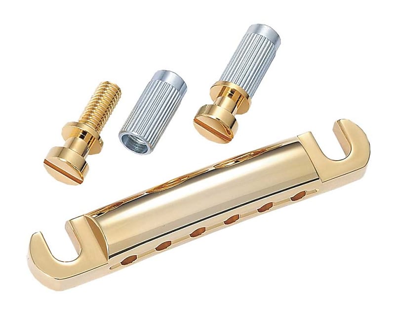 Stop Tailpiece, USA Thread Studs/Anchors, GOLD image 1