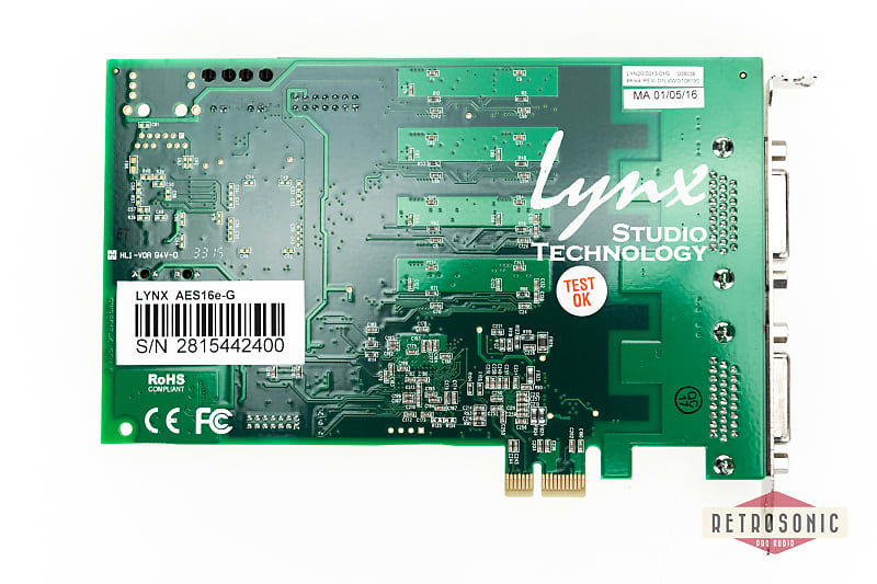 Lynx AES16e-G Multichannel AES/EBU PCIe Card - Nickel / Green