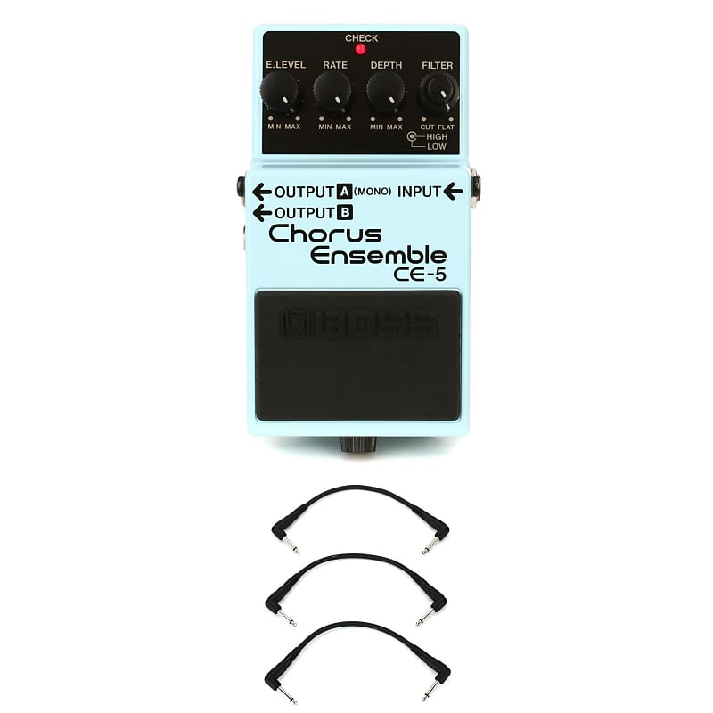 Boss CE5 Stereo Chorus Ensemble Pedal with 3 Patch Cables Reverb