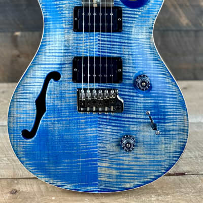 PRS Wood Library Custom 24 Semi-Hollow Flame Maple 10 Top, Korina Back, Torrified Maple Neck, Ziricote FB - Faded Blue Jean Satin 391870 image 12