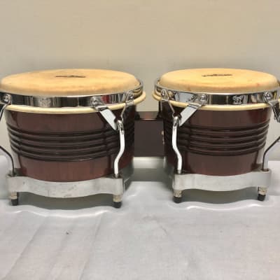 LP Latin Percussion Matador Bongos, Hand Crafted, Dark Wood stain. Includes tuning wrench image 4