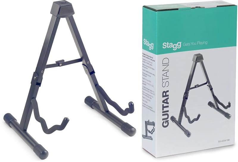 Stagg Tripod-Style Tubular Guitar Stand with Security Strap (Black)