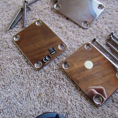 Fender Style 4 Bolt Neck Plates W/Screws Set Of 3 Chrome 4 Bolt Neck Plates W/Screws Luthier Supplys image 4