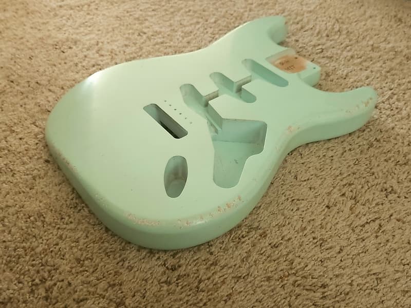 MJT Stratocaster Relic Alder Body Nitro Surf Green | Reverb