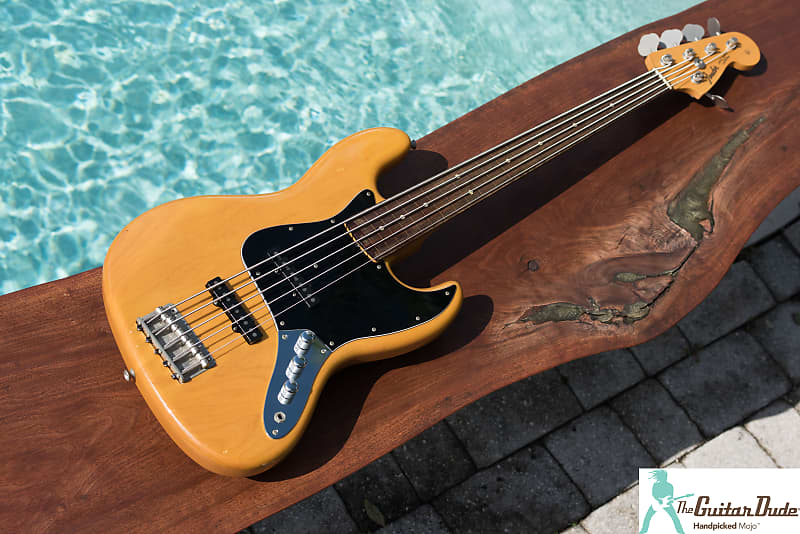 ULTRA RARE 2004 Fender Jazz Bass 5-String Fretless - Natural w Rosewood  Fretboard - Crafted in Japan