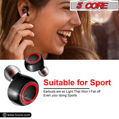 5Core Wireless Ear Buds 2Pack Mini Bluetooth Noise Cancelling Earbud Headphones 32H Playtime IPX8 image 2