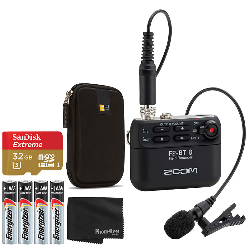 Zoom F2 BT Bluetooth Field Recorder with Lavalier Microphone Reverb