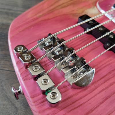 2010 Bacchus Japan Handmade Series WL4/ASH 70's Jazz Bass (Oiled Pink) image 3