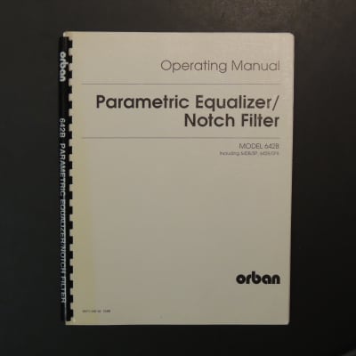 Orban Parametric Equalizer / Notch Filter Operating Manual [Three Wave Music] image 1