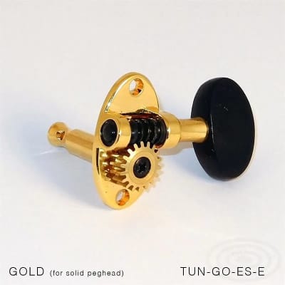 Schertler 3+3 Gold Tuners with Ebony Knobs for Solid Headstock Guitars TUN-GO-ES-E for sale