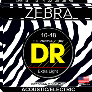 DR ZAE-10 Zebra Acoustic/Electric Guitar Strings - Extra Light (10-48)