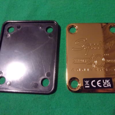 GOLD Rare Squier 40th Anniversary Neck Plate lot with Gasket Telecaster Stratocaster P & Jazz for sale