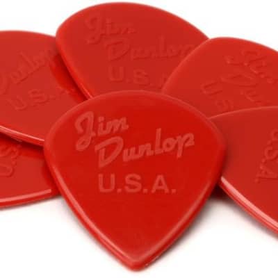 Dunlop - 47P3N - Nylon Jazz III Guitar Picks - 1.38mm - Red Point Tip - Pack of 6 image 1