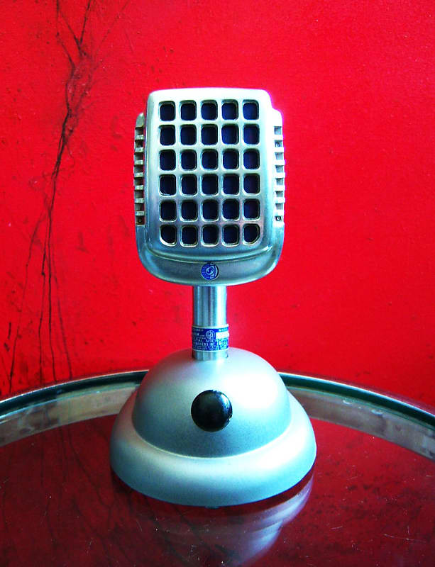 Vintage 1940's Shure 737A crystal super cardioid microphone w period S-36 desk stand PROP DISPLAY image 1