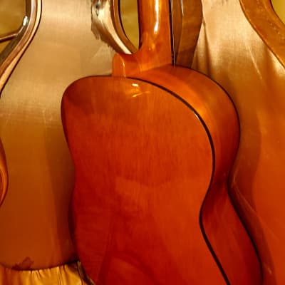 SAMICK LC-015G classical guitar and hard-shell case, 70's-80's, - natural with gloss coating. image 10