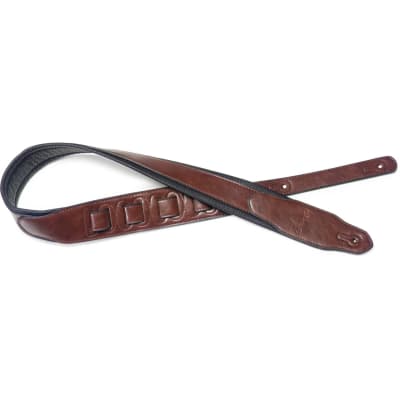 STAGG SPFL 40 BRW Brown Padded Leatherette Guitar Strap with a Triangular End for sale