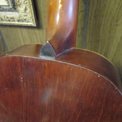 Unknown Parlor Acoustic Guitar 30s/40s art deco soso player w/intonation issues image 17