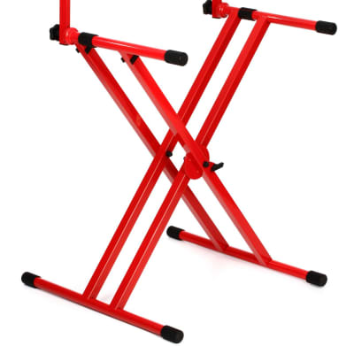 Gator Frameworks GFW-KEY-5100XRED Deluxe 2-Tier X-Style Keyboard Stand - Nord Red