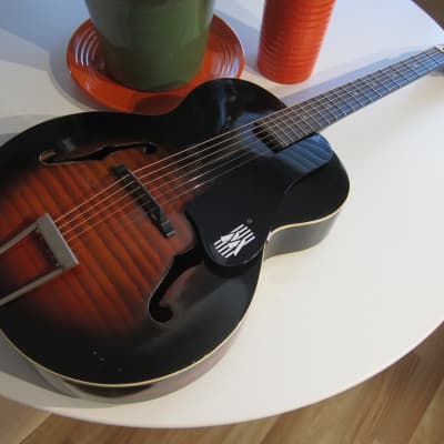 Harmony Monterey Archtop Acoustic Guitar All Original USA Circa-1959-Red Black Sunburst image 8