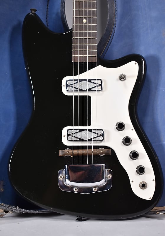 1964 Silvertone 1476L Black Finish Electric Guitar w/OSSC image 2