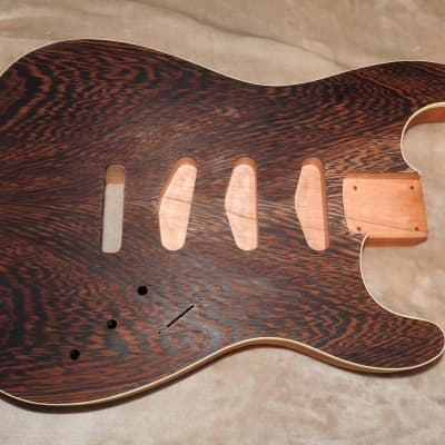 Unfinished Bound Strat 1pc Honduran Mahogany Body Book Matched Wenge Top S/S/S Routes Back Control image 12