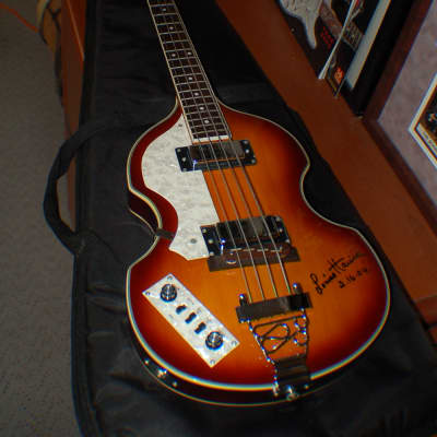 2004  Signed American English Louise Harrison Jay Turser Left Hand Beatle Bass Grover Tuners Gigbag image 13