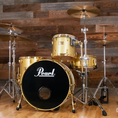 PEARL CLASSIC MAPLE 4 PIECE DRUM KIT CUSTOM MADE FOR STEVE WHITE, GOLD SPARKLE, GOLD FITTINGS image 5