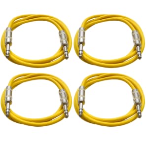 Seismic Audio SATRX-2-4YELLOW 1/4" TRS Patch Cables - 2' (4-Pack)