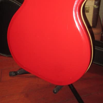 1964 Supro Folkstar Resonator Guitar Red w Case image 6