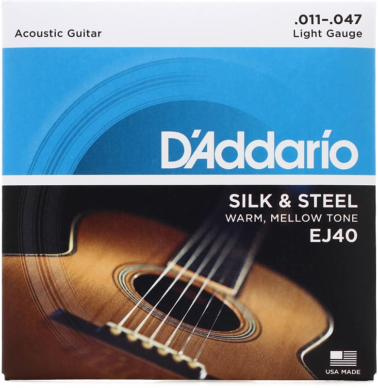 D'Addario EJ40 Silk & Steel Folk Guitar Strings 11-47 image 1