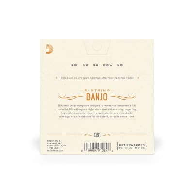 D'Addario EJ61 5-String Banjo Strings, Nickel, Medium 10-23 image 2