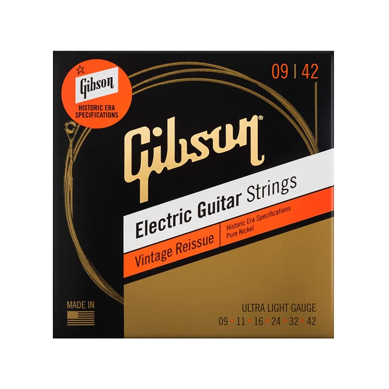 Gibson SEG-HVR9 Vintage Reissue Electric Guitar Strings - Ultra Light (9-42) image 1
