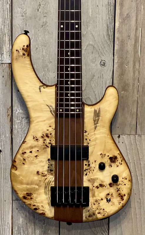 Dean E5 SEL BRL Edge Pro Select 5 String Bass - Burled Poplar Satin  Natural, Help Indie Music