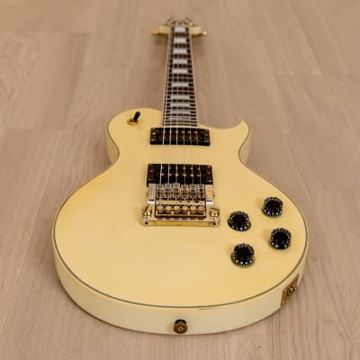 1990 Aria Pro II PE-Deluxe KV Vintage Electric Guitar w/ Gold Kahler, Ivory, Japan image 11