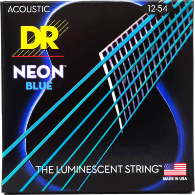 DR Strings Hi-Def Neon Blue Colored Acoustic Guitar Strings: Light 12-54 image 3