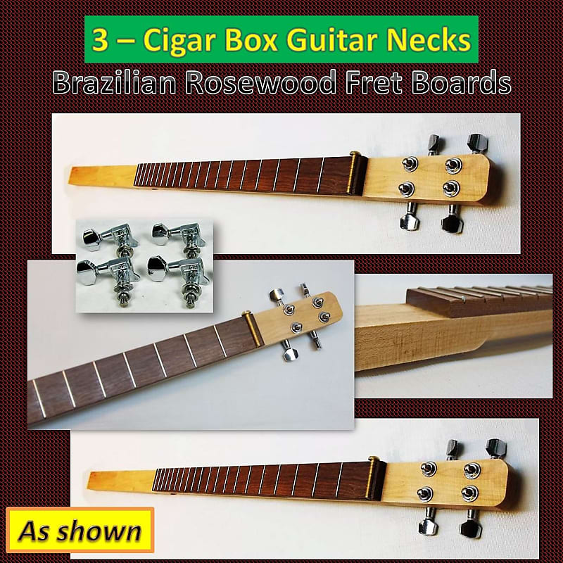 Three Cigar Box Guitar Necks, Hard Maple And Fretted . Cigar | Reverb