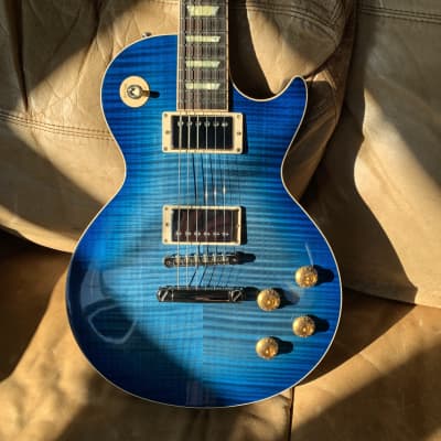 BLUE AXCESS 🦋! 2013 Gibson Custom Shop Les Paul Standard Axcess Figured Trans Translucent Transparent Blue Burst Ocean Water Blueberry F Flamed Maple Top Special Order Limited Edition Exclusive Run Coil Split 496R 498T ABR-1 Stopbar Tailpiece Modern image 2