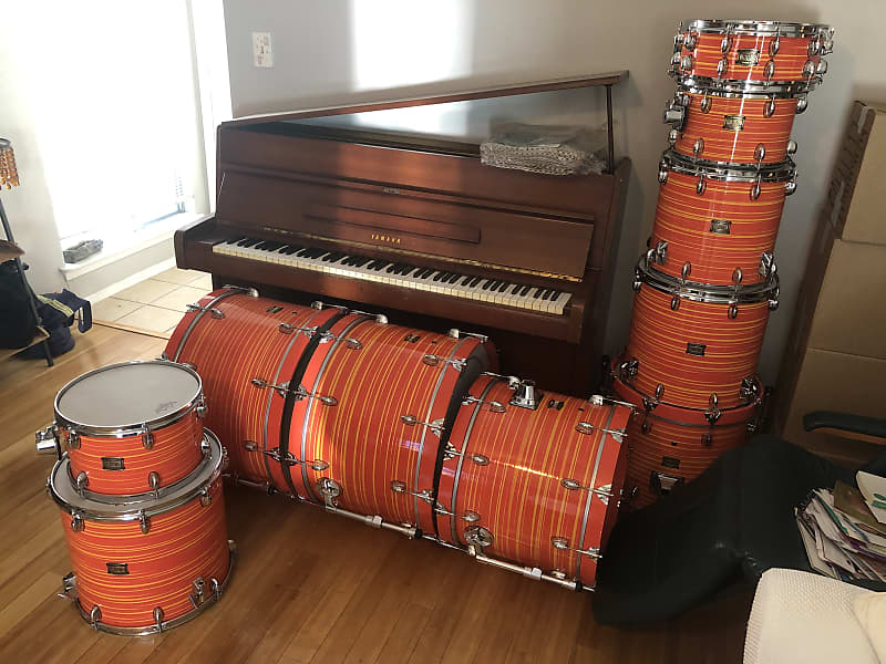 Set of Orange Swirl Yamaha Club Custom Drums FSOT in Austin TX image 1