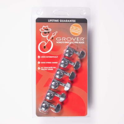 Grover 406C6 Mini Locking Rotomatic Guitar Tuners 6 In line Chrome image 1